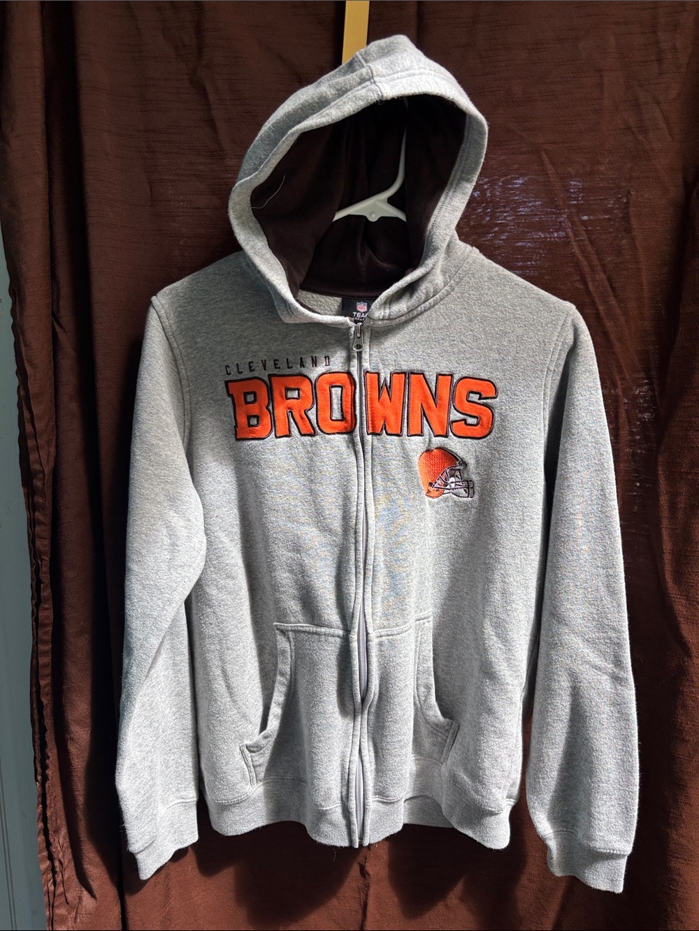 NFL Cleveland Browns Gray Hoodie with Orange Logo